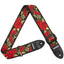 AMUMU Red Rose Embroidered Guitar Strap – 2" Wide with Leather Ends, Adjustable Length & Gift Accessories CO22J-RD-V
