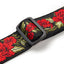 AMUMU Red Rose Embroidered Guitar Strap – 2" Wide with Leather Ends, Adjustable Length & Gift Accessories CO22J-RD-V