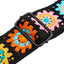 AMUMU CO44C-BK-R Colorful Crochet Guitar Strap β Vintage Knit Pattern with Black Base & Leather Ends