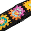 AMUMU CO44C-BK-R Colorful Crochet Guitar Strap β Vintage Knit Pattern with Black Base & Leather Ends