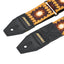 AMUMU CO44C-CF-R Colorful Crochet Guitar Strap β Vintage Knit Pattern with Brown Base & Leather Ends