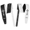 AMUMU MFL-DTS-CR-SC-BKWH 2.5” Reversible Guitar Strap – Sacred Cross Duo Embroidery, Dual-Tone Black & White Microfiber Leather, Adjustable 94–160cm