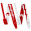 AMUMU MFL-DTS-TH-TB-RDWH 2.5” Reversible Guitar Strap – Thunder Bolt Embroidery, Dual-Tone Red & White Microfiber Leather, Adjustable 94–160cm
