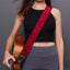 AMUMU Velvet Deluxe Guitar Strap β Burgundy Crystal Velvet with Top Grain Leather Ends, 2" Wide, Adjustable for Acoustic, Electric & Bass Guitars VL-LUX-BUR-R