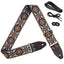 AMUMU 2" Brown Lucky Flower Retro Embroidered Guitar Strap with Cotton Comfort & Leather Ends-LKF-OBG-TGBN