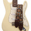 AMUMU 2" Brown Lucky Flower Retro Embroidered Guitar Strap with Cotton Comfort & Leather Ends-LKF-OBG-TGBN