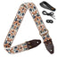 AMUMU SPH-OBG-TGBN 2" Beige Brown Spades Heart Guitar Strap – Retro Embroidery, Soft Cotton Comfort, Durable Leather Ends, Antique Bronze Metal Buckles, and Pick Pocket