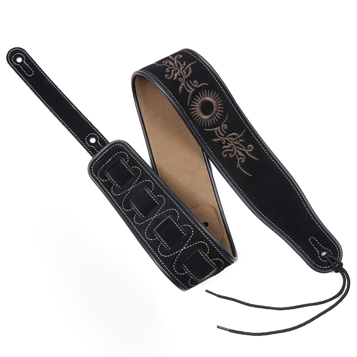 Ultrasonic Embossed Black Embroidery Classic Shoulder Strap