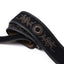 AMUMU Embroidered Totem Guitar Strap Black Premium Suede Leather -LE01E-BK
