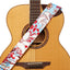 AMUMU White Lily Flower Light Blue Polyester Cotton Guitar Strap -PC05P