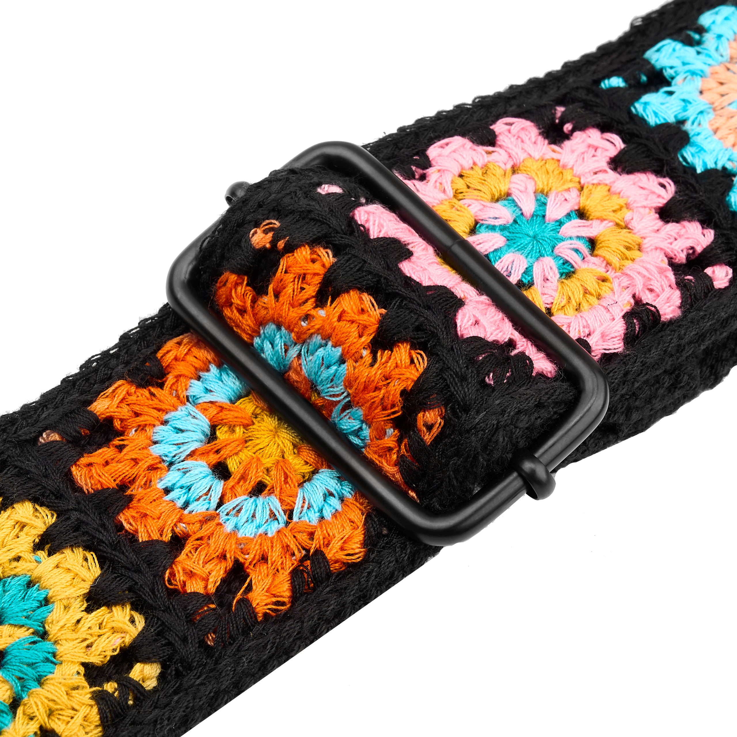 AMUMU CO44C-BK-R Colorful Crochet Guitar Strap – Vintage