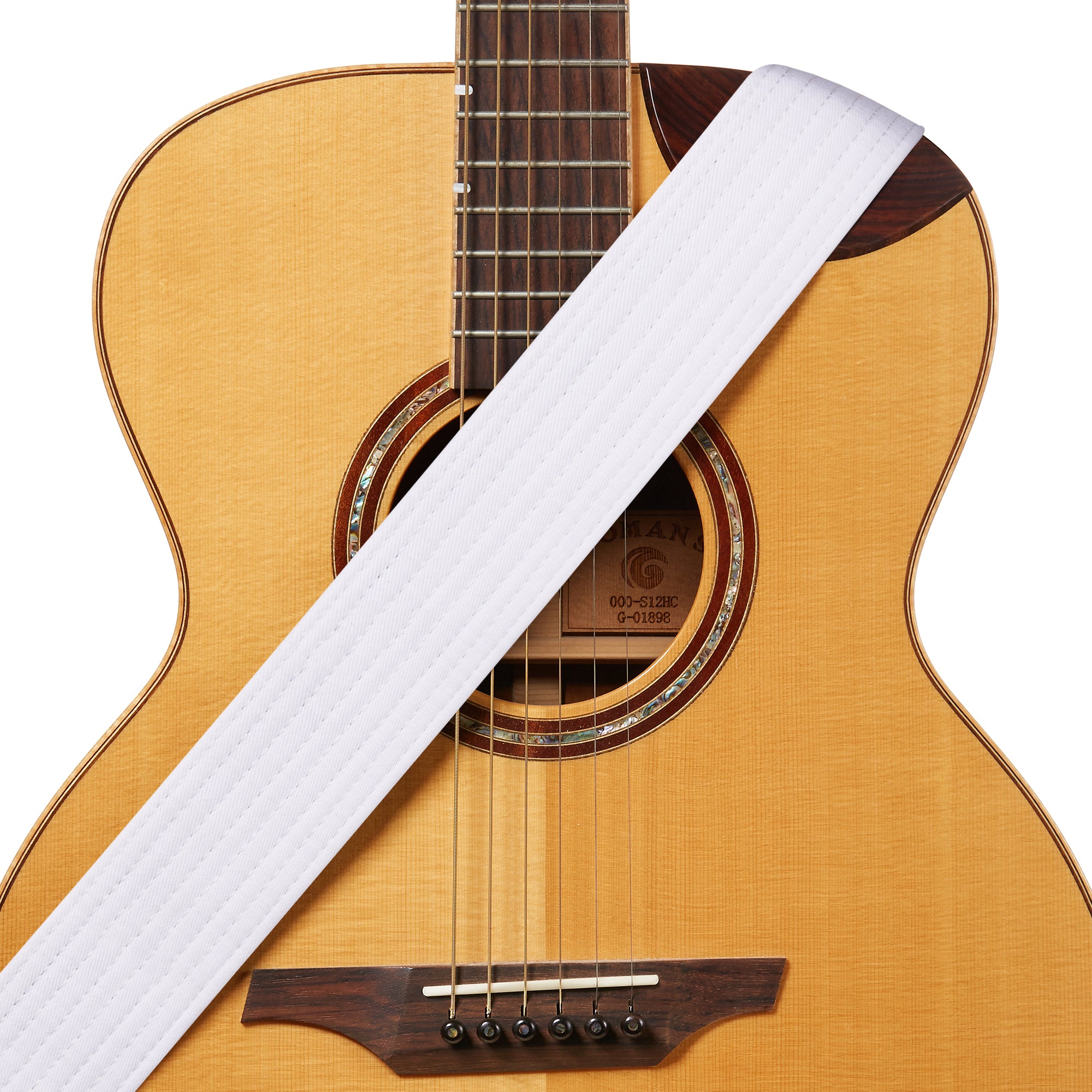 Acoustic guitar strap. Brown leather with cotton padding