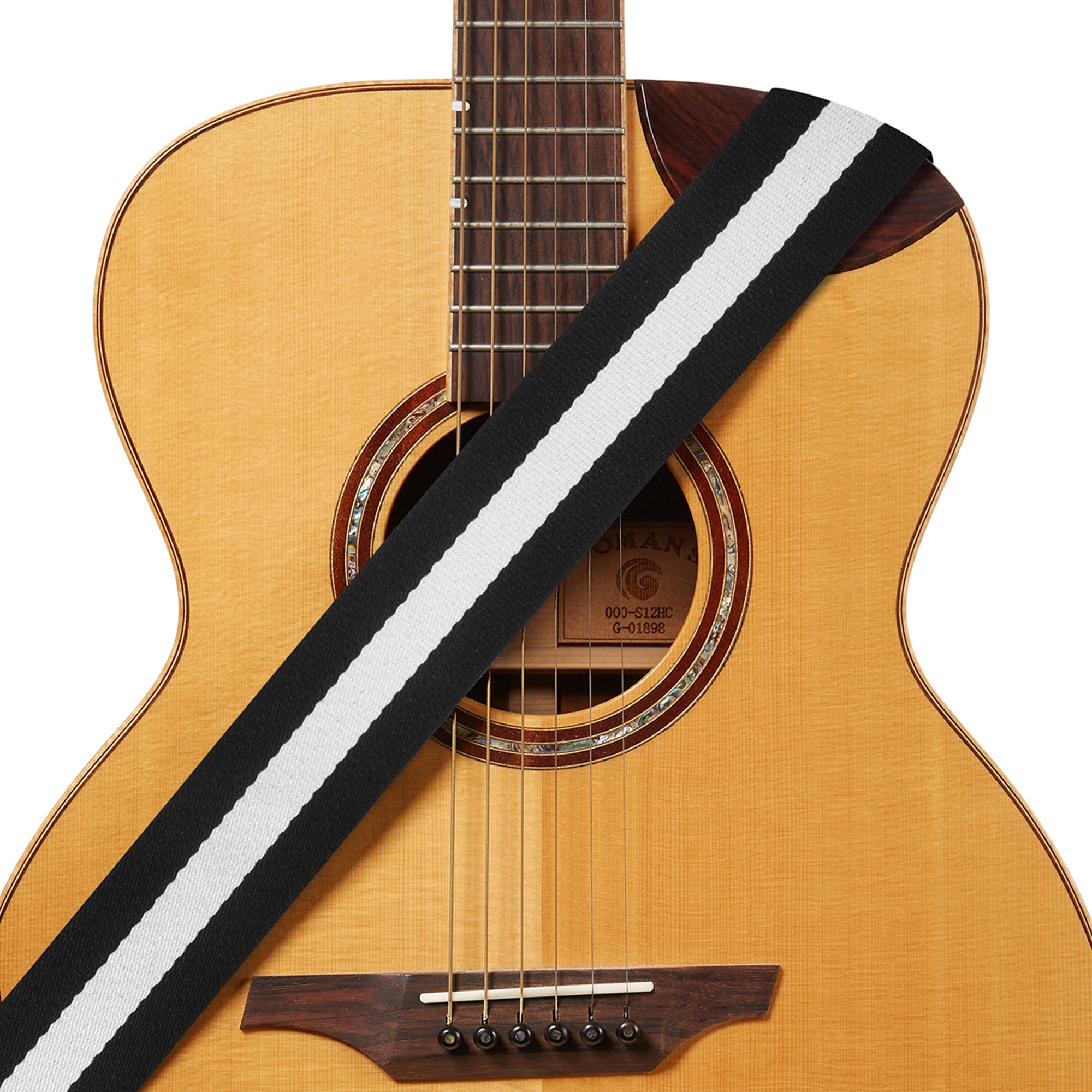 AMUMU Guitar Strap Black White Stripes -CO17W-BW