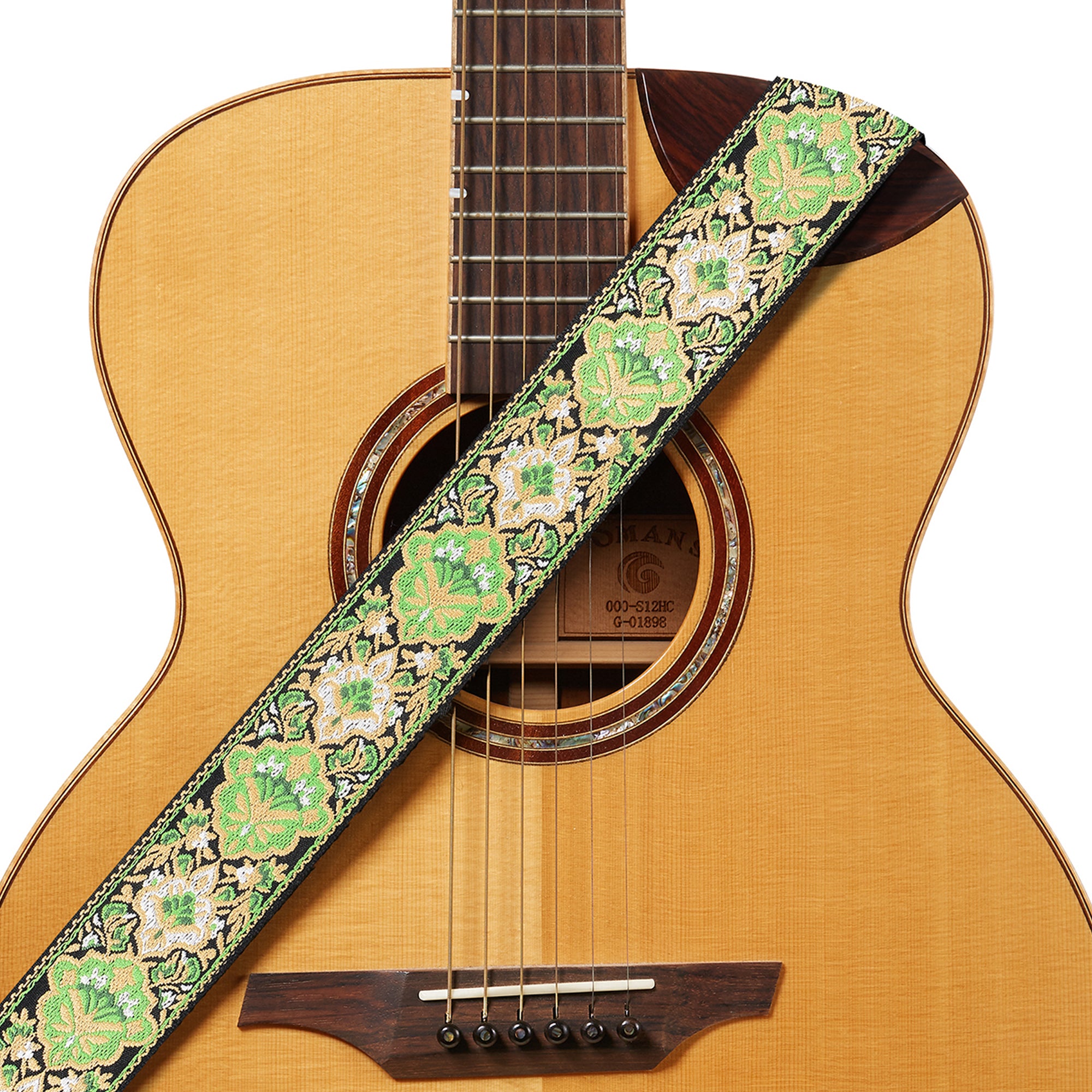 Guitar Strap For Acoustic Guitars , Electric Guitars and Bass , Red Vintage  Woven Embroidered Adjustable Strap Includes 2 Strap Locks To Keep Your